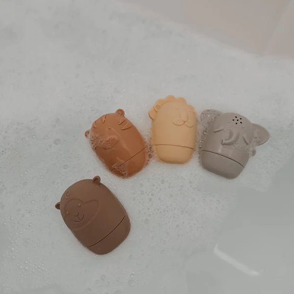 noüka Safari Animals Bath Toys - Grey/Orange/Yellow/Brown - The Mini Branch