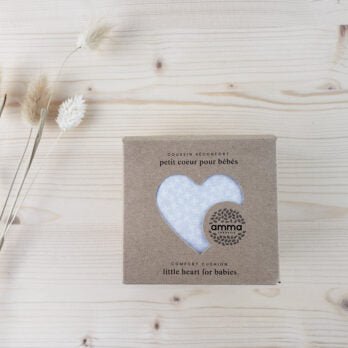 Amma Thérapie Organic Cotton Heart Comfort Cushion for Babies - Crosses -Grey - The Mini Branch