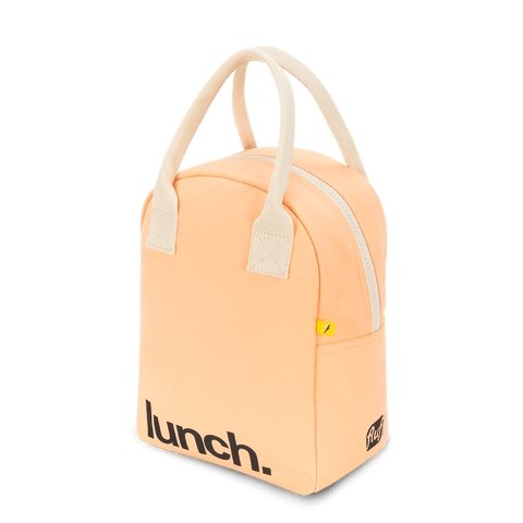 Fluf Zipper Lunch Bag - 'Lunch' Peach - The Mini Branch