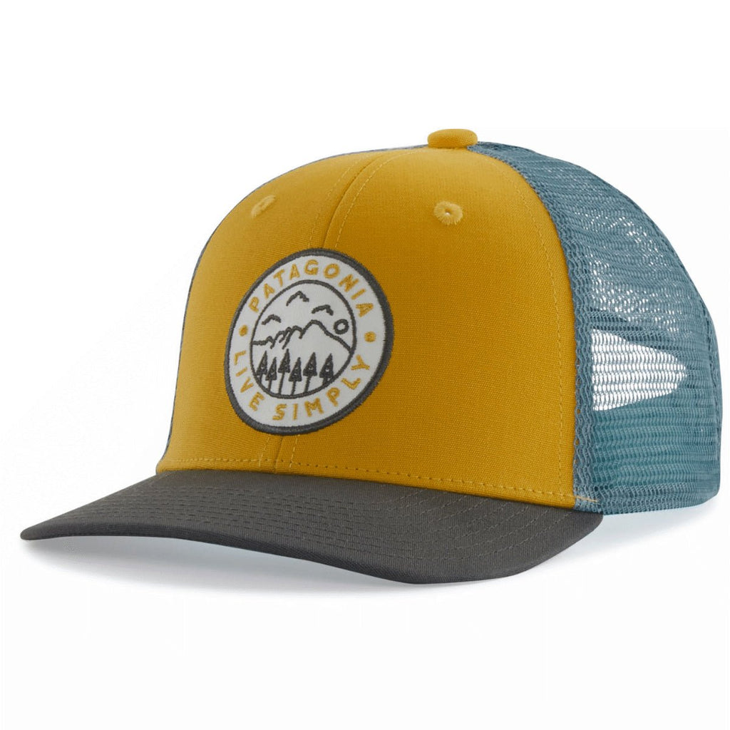Patagonia Kid's Trucker Hat - Live Simply Crest: Hawk Gold - The Mini Branch