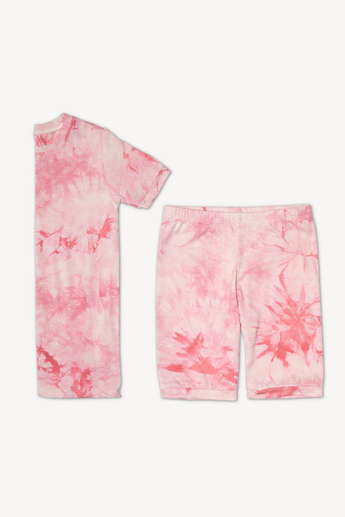 Pika Layers Kids Bamboo Shorties Pyjamas Set - Bubble Gum Tie Dye - The Mini Branch