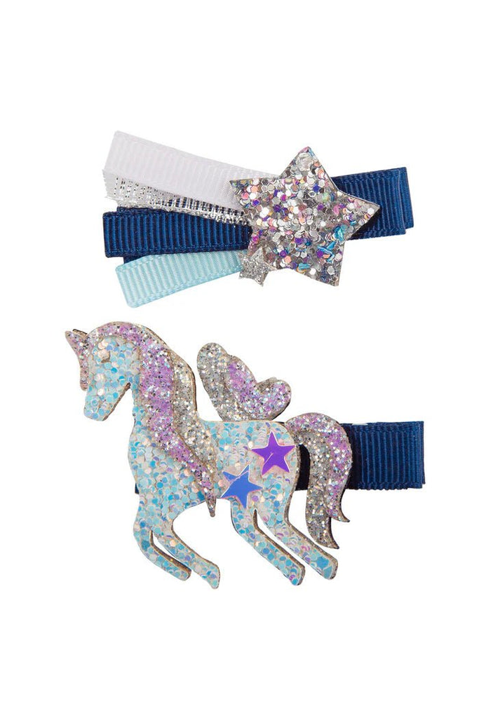 Great Pretenders Boutique Navy Unicorn Star Hairclips - The Mini Branch