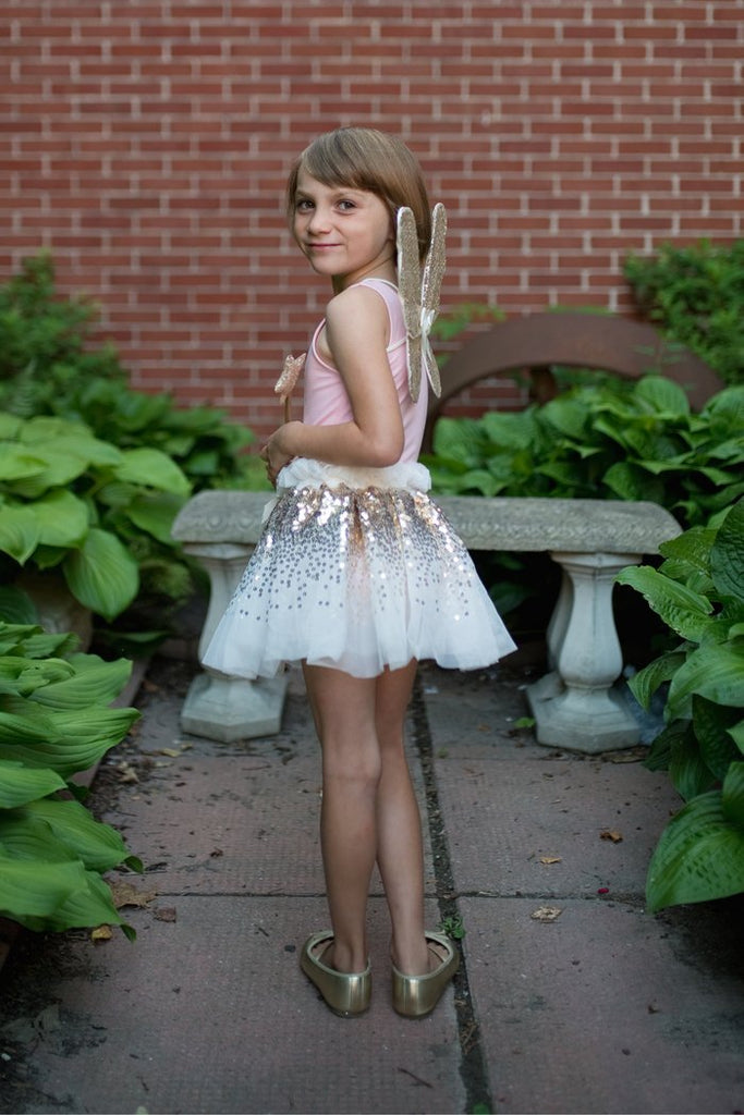 Great Pretenders Gracious Gold Sequins Skirt, Wings, & Wand - 4 - 6 - The Mini Branch