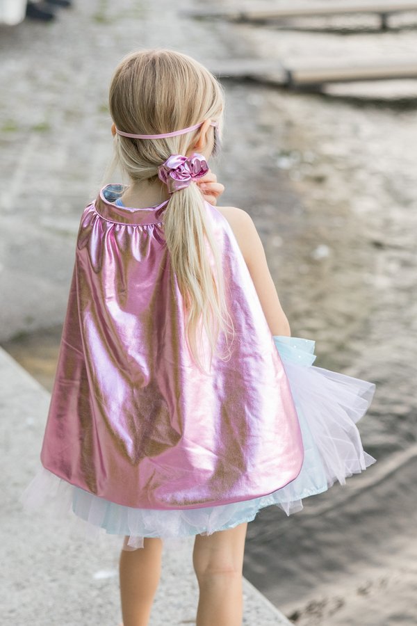 Great Pretenders Super - duper Tutu, Cape & Mask, Metallic Pink & Light Blue - 5 - 6T - The Mini Branch