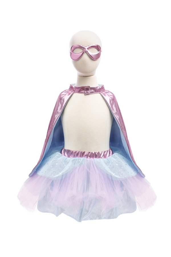 Great Pretenders Super - duper Tutu, Cape & Mask, Metallic Pink & Light Blue - 5 - 6T - The Mini Branch