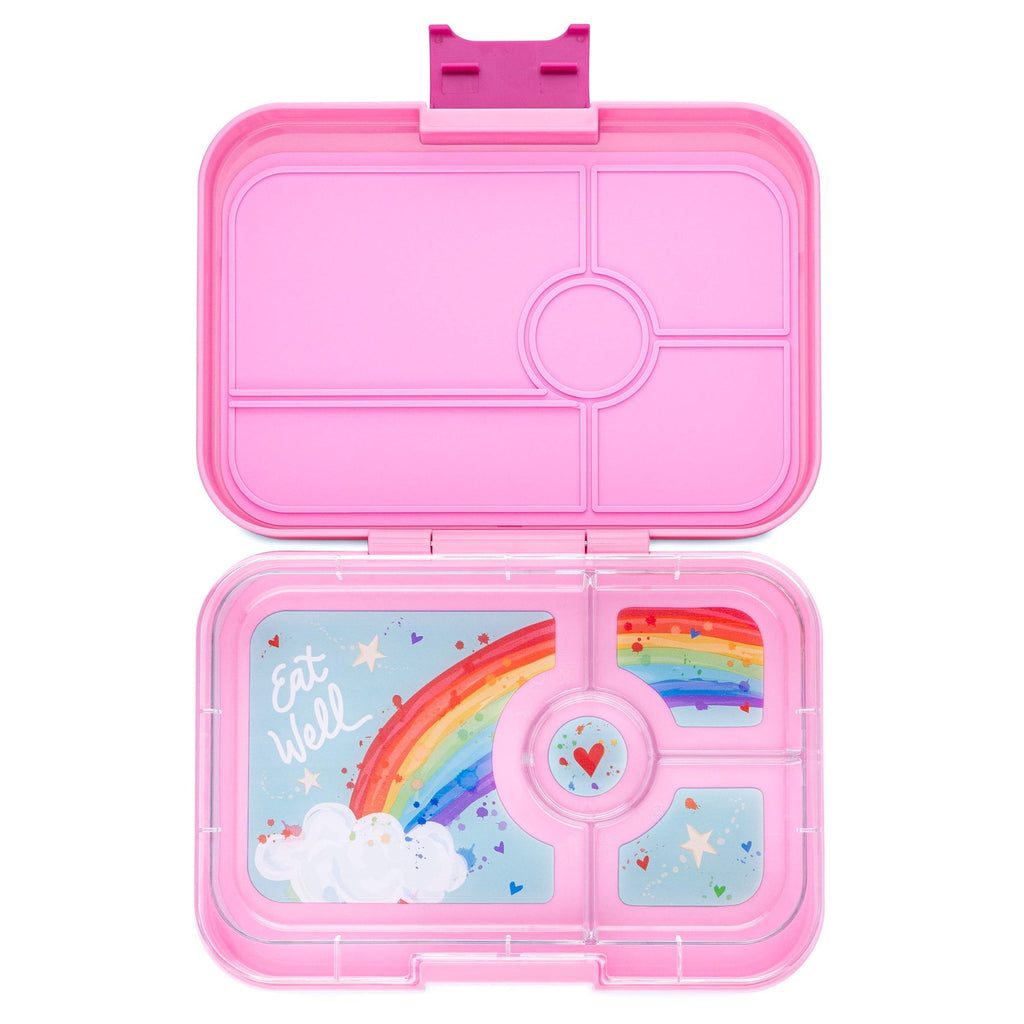 Leakproof Yumbox Tapas Bento Lunch Box - 4 Compartment - Capri Pink With Rainbow Tray - The Mini Branch