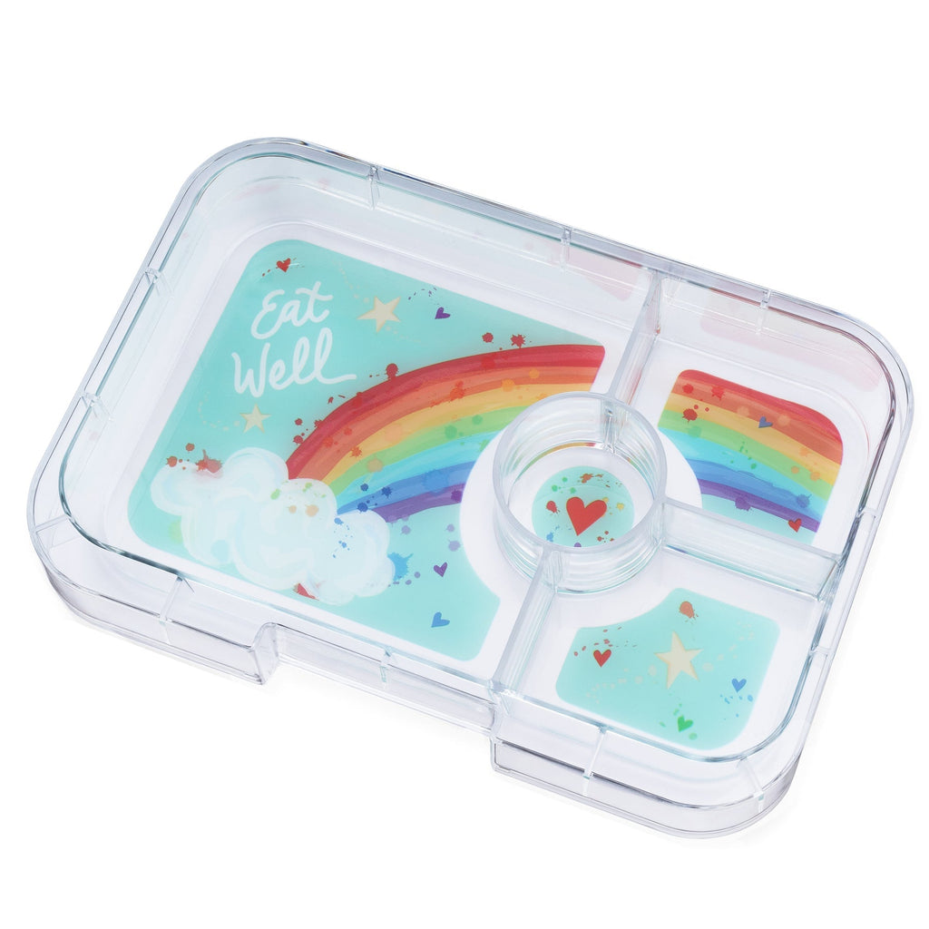 Leakproof Yumbox Tapas Bento Lunch Box - 4 Compartment - Capri Pink With Rainbow Tray - The Mini Branch