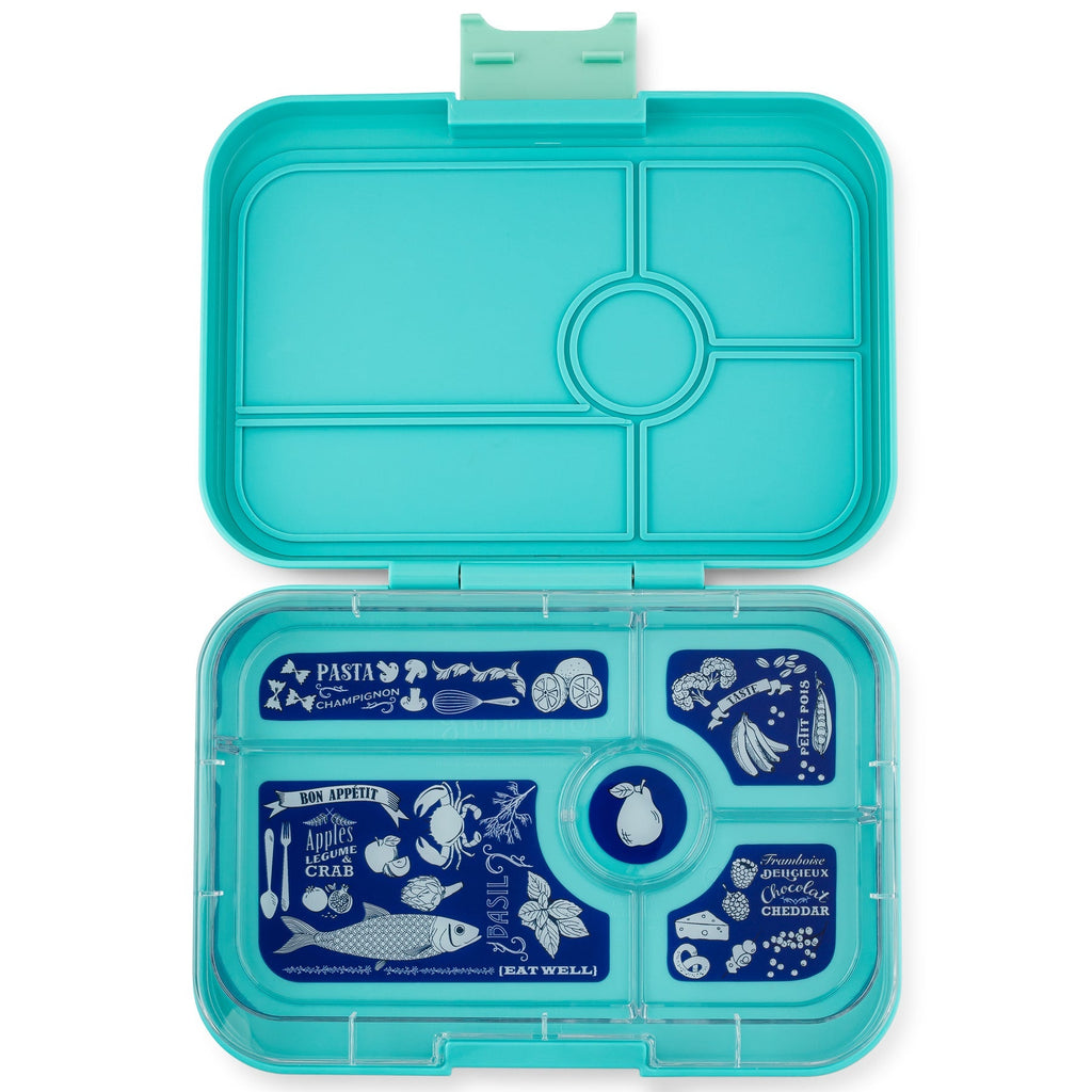 Leakproof Yumbox Tapas Bento Lunch Box - 5 Compartment - Antibes Blue With Bon Appetit Tray - The Mini Branch