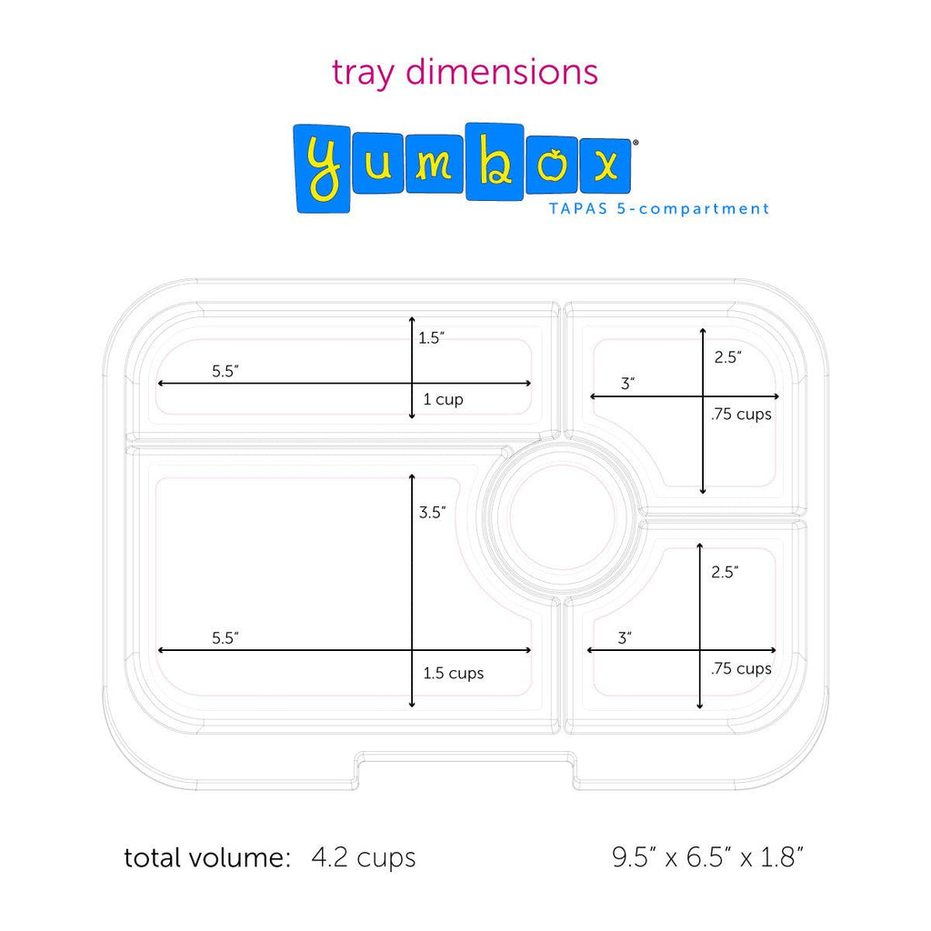 Leakproof Yumbox Tapas Bento Lunch Box - 5 Compartment - Antibes Blue With Bon Appetit Tray - The Mini Branch