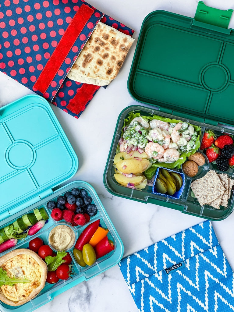 Leakproof Yumbox Tapas Bento Lunch Box - 5 Compartment - Antibes Blue With Bon Appetit Tray - The Mini Branch