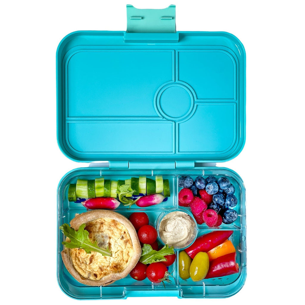 Leakproof Yumbox Tapas Bento Lunch Box - 5 Compartment - Antibes Blue With Bon Appetit Tray - The Mini Branch