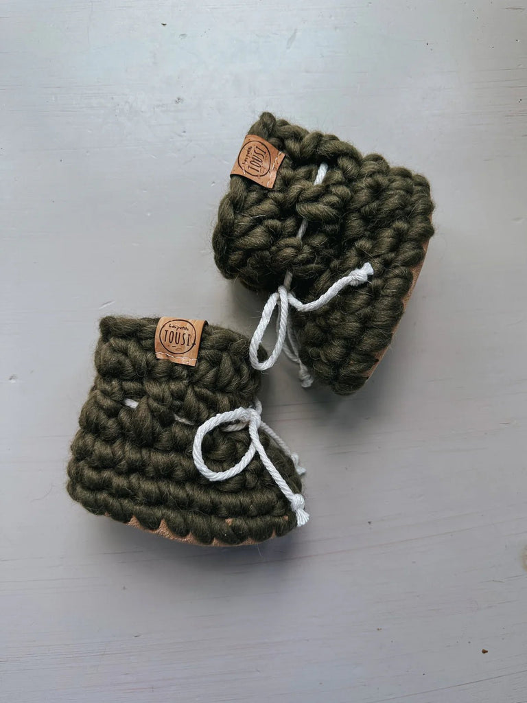 Les Petits Tousi Classic Mini Slippers - Cactus Green - The Mini Branch