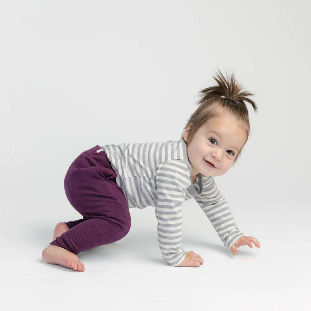 Mini Mioche Cloud Long Sleeve Onesie - Heather Grey Stripe - The Mini Branch