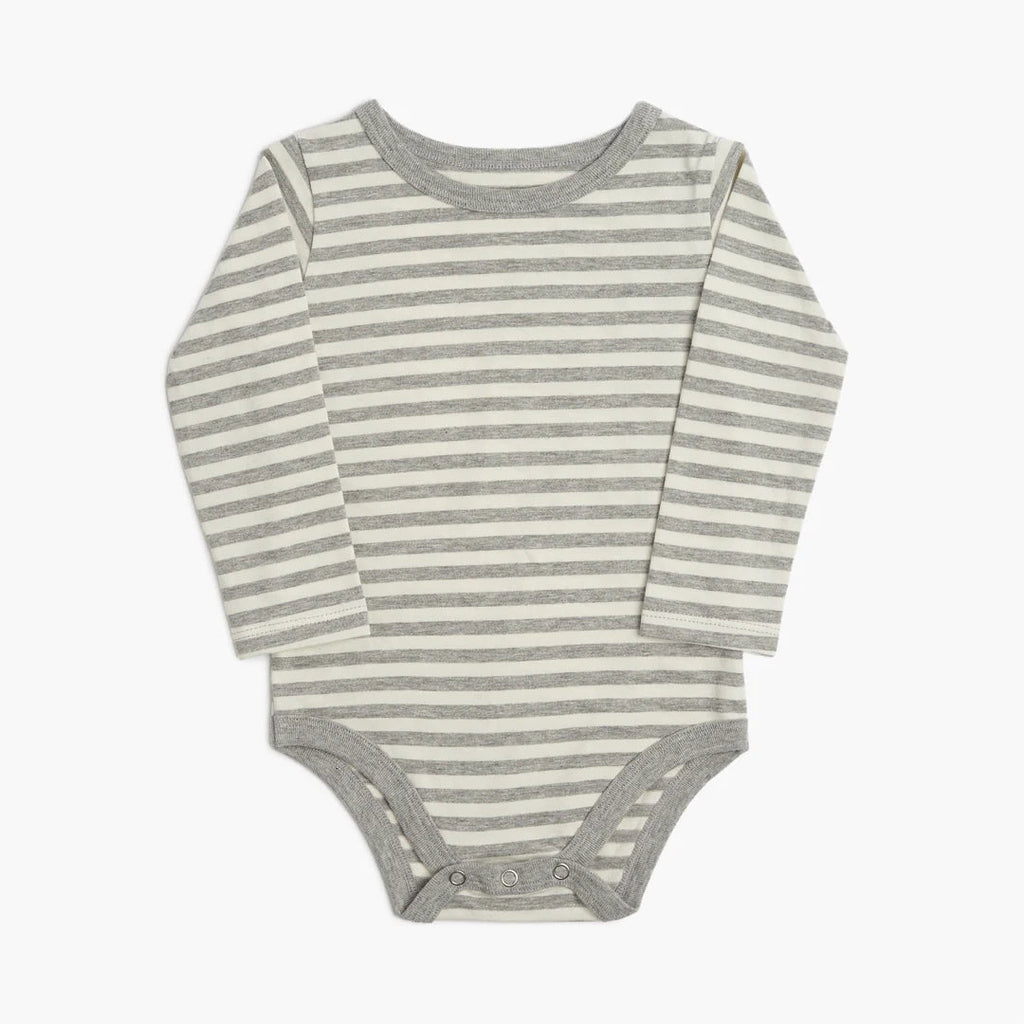 Mini Mioche Cloud Long Sleeve Onesie - Heather Grey Stripe - The Mini Branch