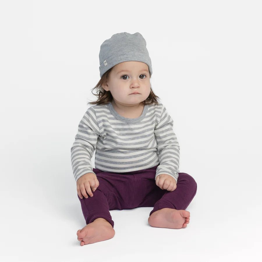 Mini Mioche Cloud Long Sleeve Onesie - Heather Grey Stripe - The Mini Branch