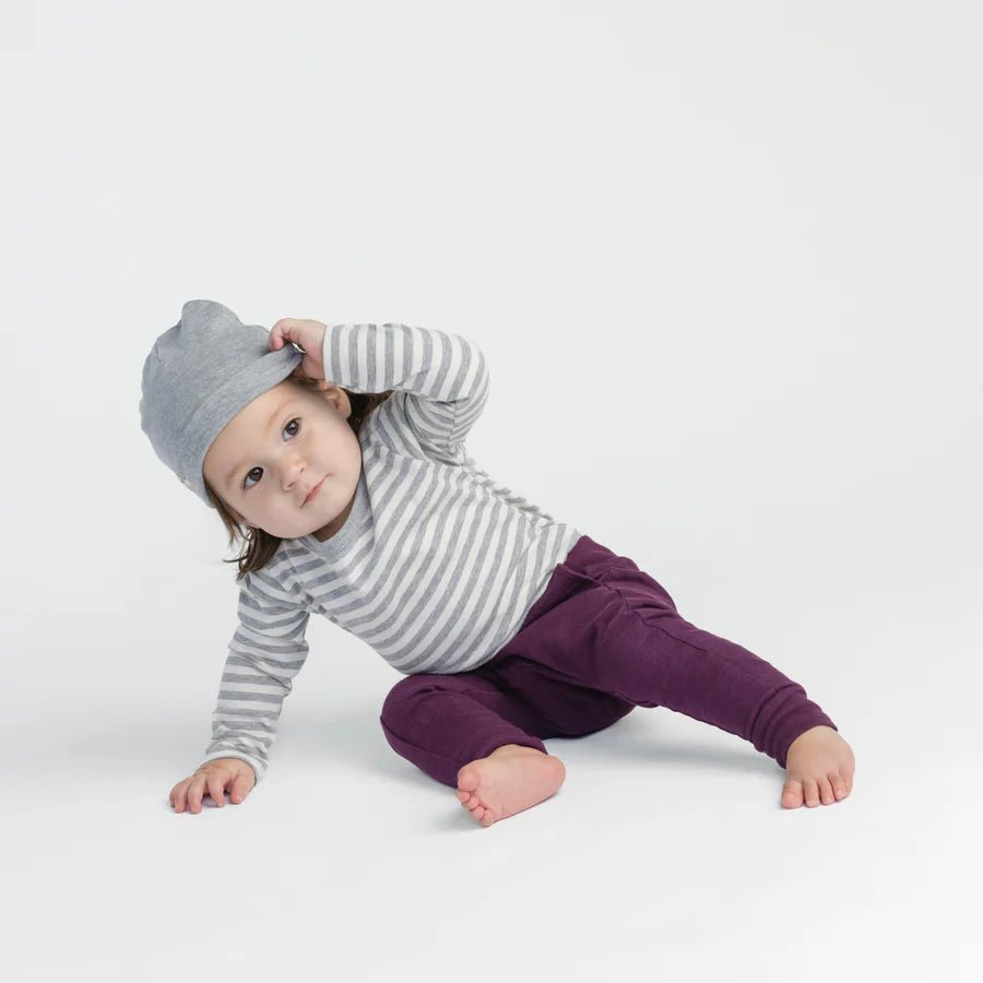 Mini Mioche Cloud Long Sleeve Onesie - Heather Grey Stripe - The Mini Branch