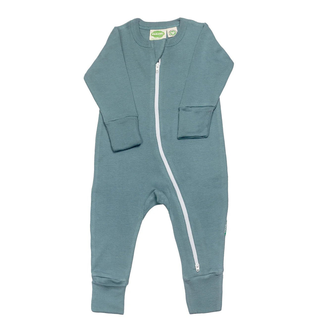 Parade Organic Essential Basic '2 - Way' Zipper Romper - Long Sleeve - Ocean - The Mini Branch