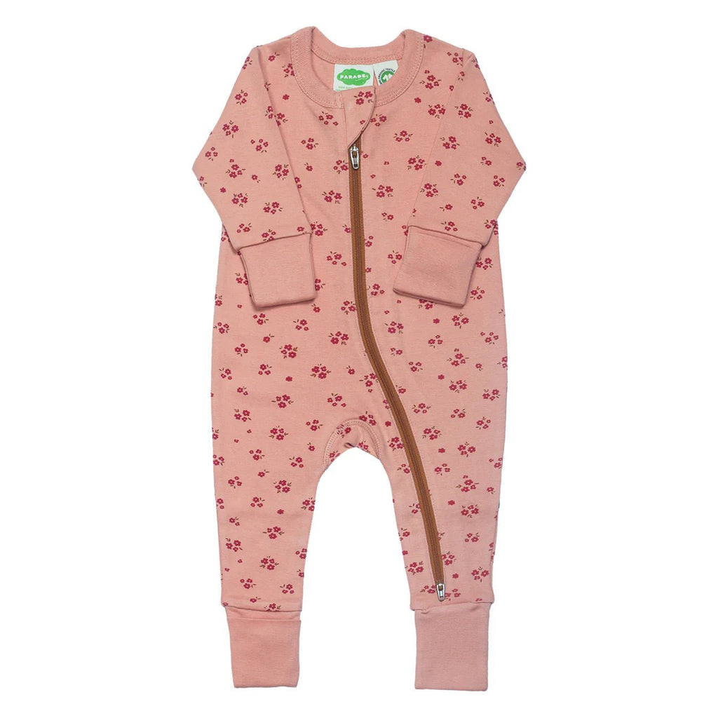 Parade Organic Signature Print '2 - Way' Zip Romper - Long Sleeve - Ruby Meadow - The Mini Branch