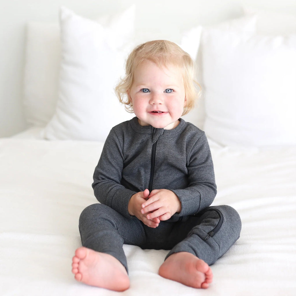 Parade Organic Snuggle Soft Melange '2 - Way' Zipper Romper - Charcoal Melange - The Mini Branch