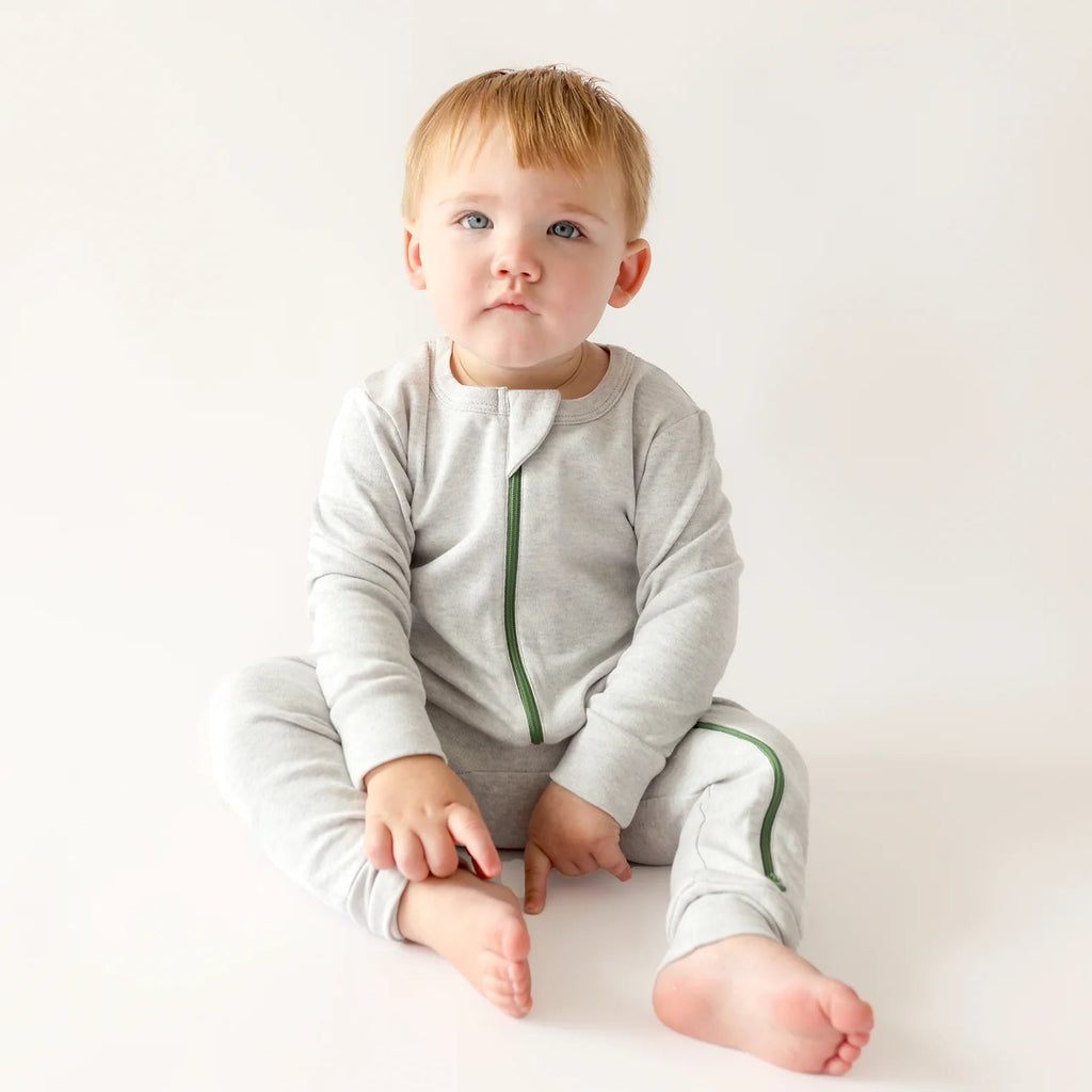 Parade Organic Snuggle Soft Melange '2 - Way' Zipper Romper - Light Grey Melange - The Mini Branch