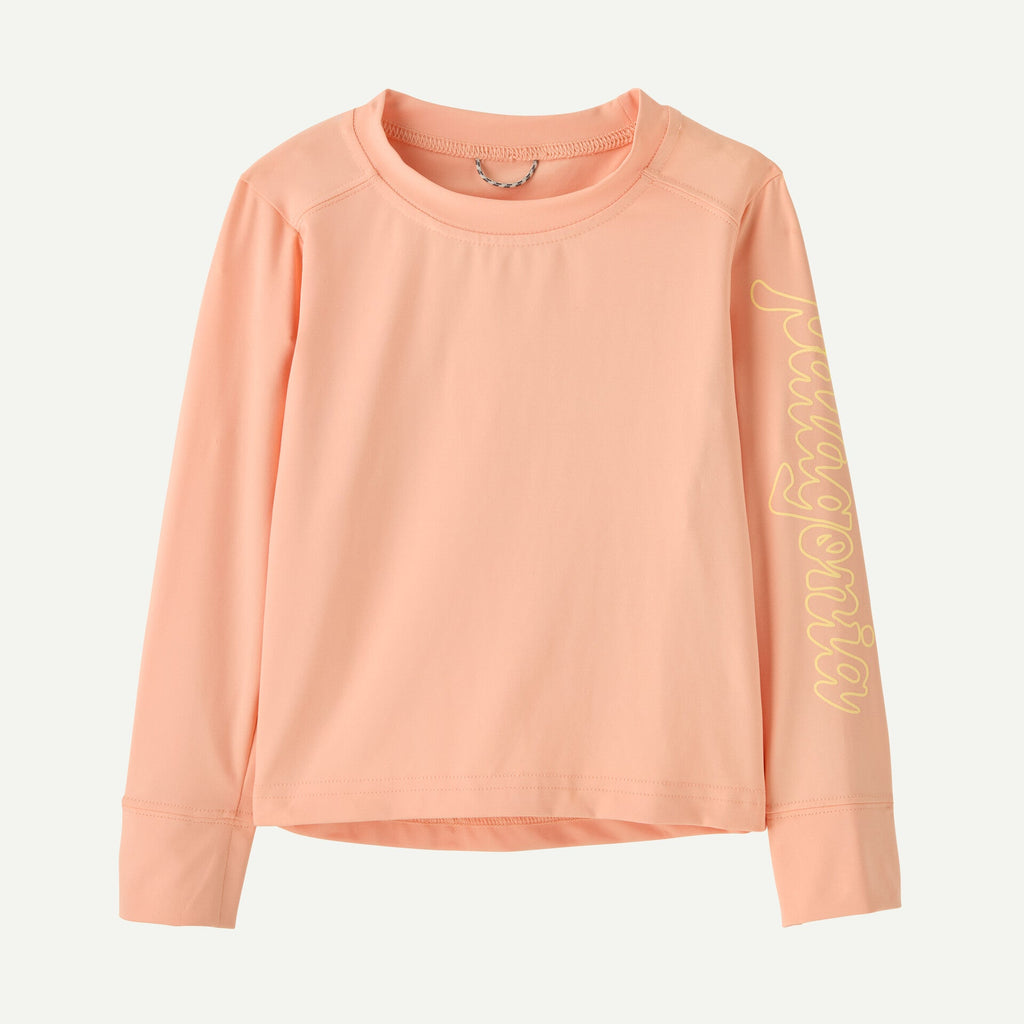 Patagonia Baby Long Sleeve Capilene Silkweight T-Shirt - Fitz Script: Sunlit Pink - The Mini Branch