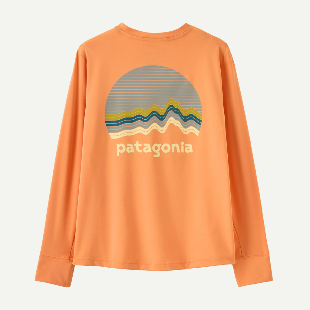Patagonia Kid's Long Sleeve Capilene Silkweight T-Shirt - Ridge Rise Moonlight: Heirloom Peach - The Mini Branch