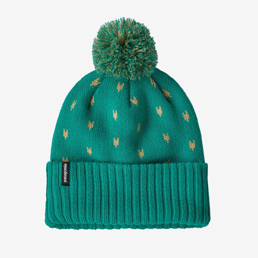 Patagonia Kid's Powder Town Beanie - Offset Dot: Conifer Green - The Mini Branch