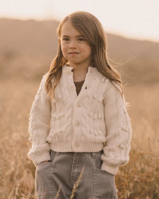 Rylee + Cru Bobble Cardigan - Natural - The Mini Branch