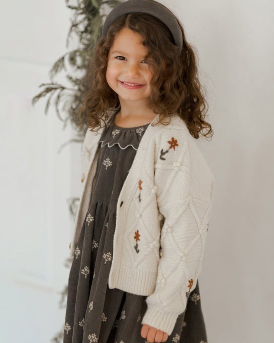 Rylee + Cru Boxy Cardigan - Winter Floral Embroidery - The Mini Branch