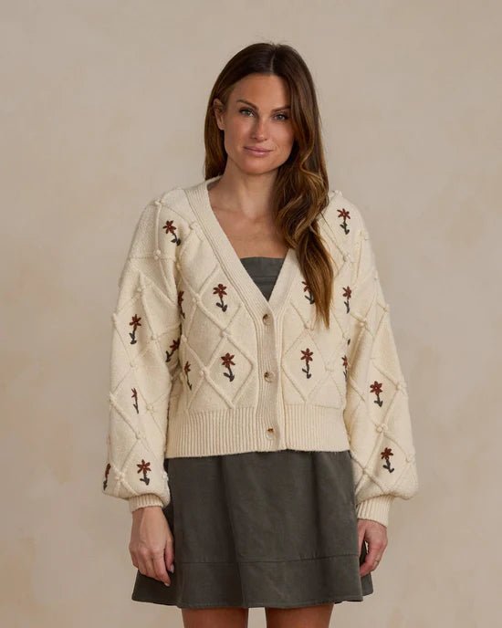 Rylee + Cru Boxy Crop Cardigan - Winter Floral Embroidery - The Mini Branch