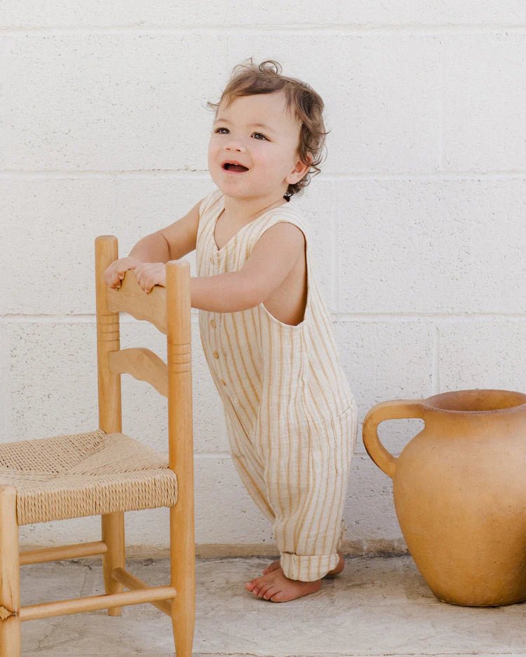 Rylee + Cru Button Jumpsuit - Marigold Stripe - The Mini Branch