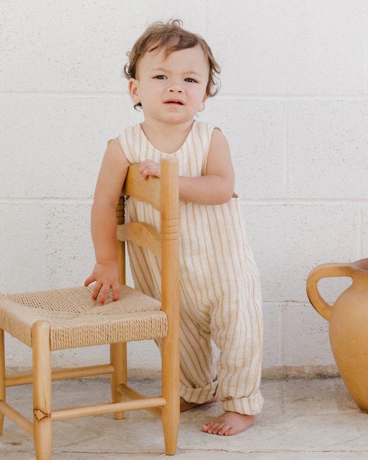 Rylee + Cru Button Jumpsuit - Marigold Stripe - The Mini Branch