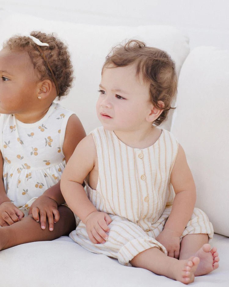 Rylee + Cru Button Jumpsuit - Marigold Stripe - The Mini Branch