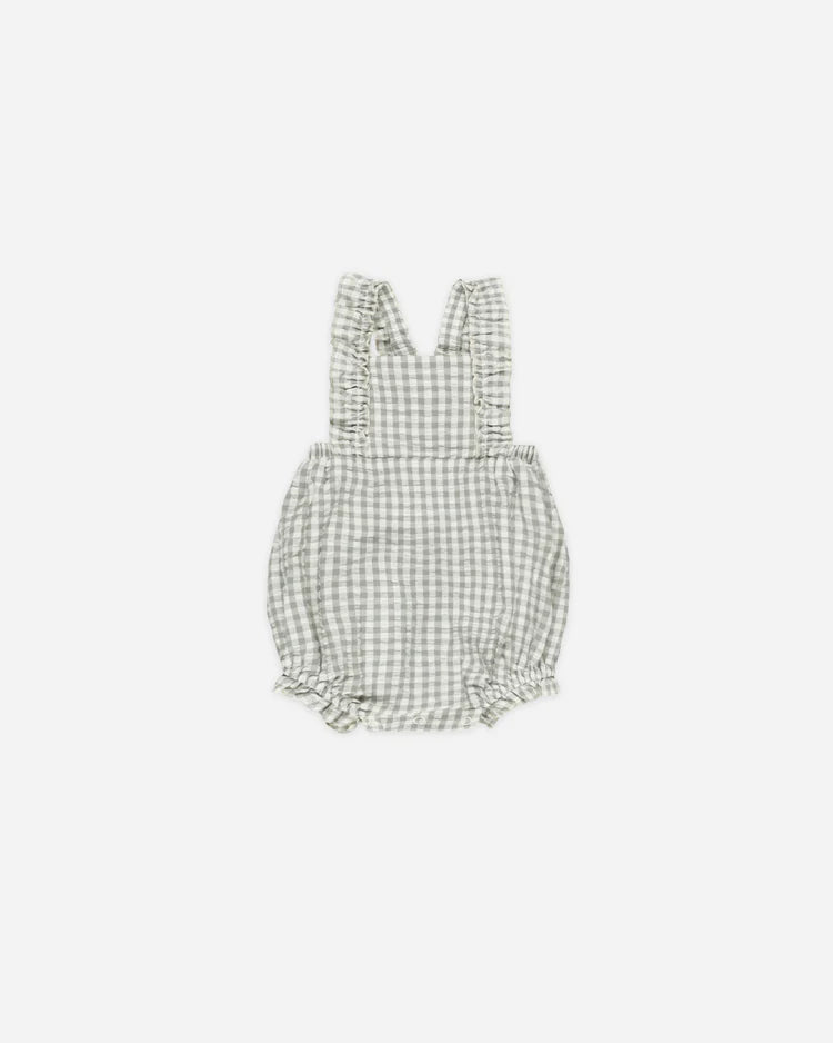 Rylee + Cru Chiara Romper - Eucalyptus Gingham - The Mini Branch
