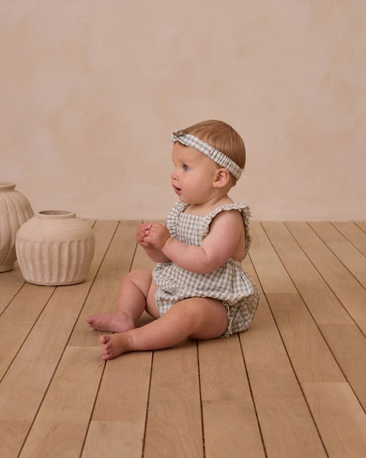 Rylee + Cru Chiara Romper - Eucalyptus Gingham - The Mini Branch