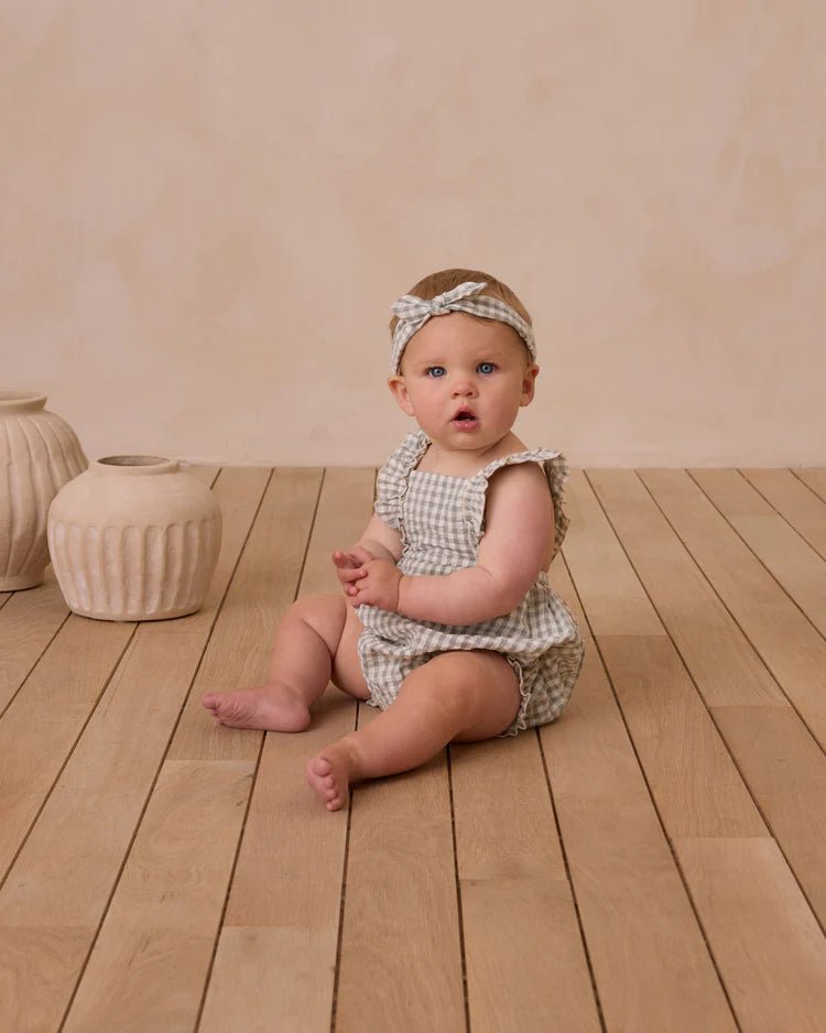 Rylee + Cru Chiara Romper - Eucalyptus Gingham - The Mini Branch