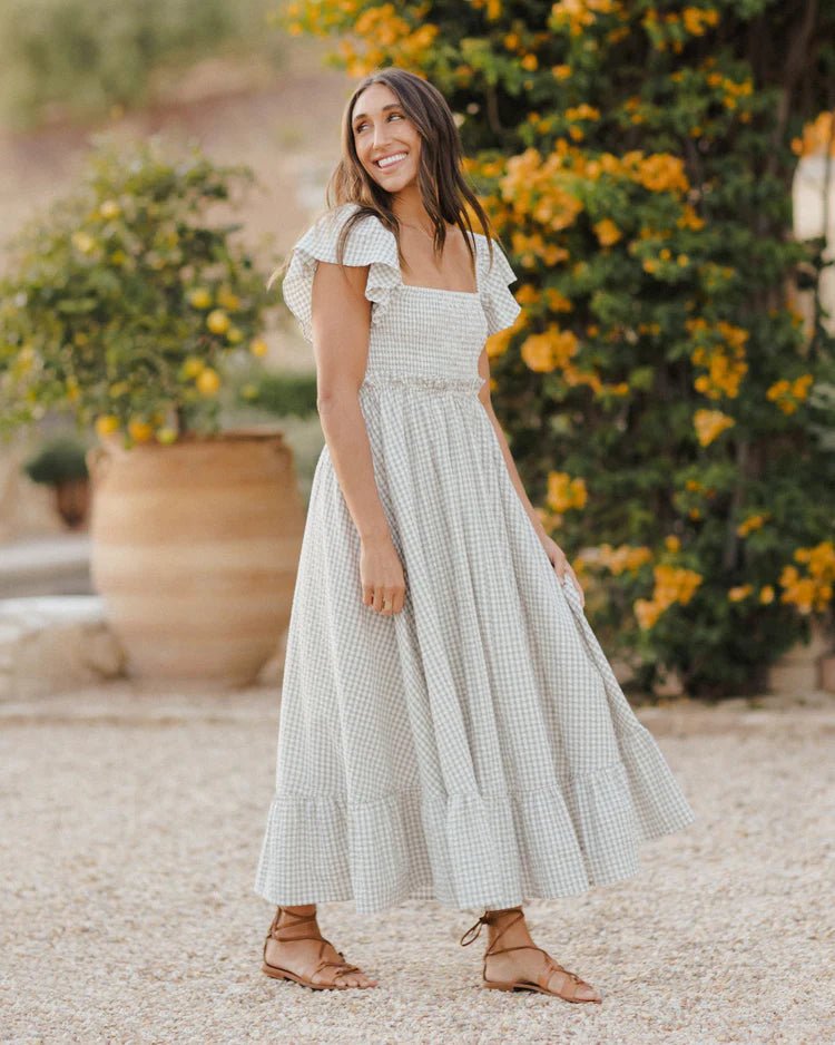 Rylee + Cru Francesca Dress - Eucalyptus Gingham - The Mini Branch
