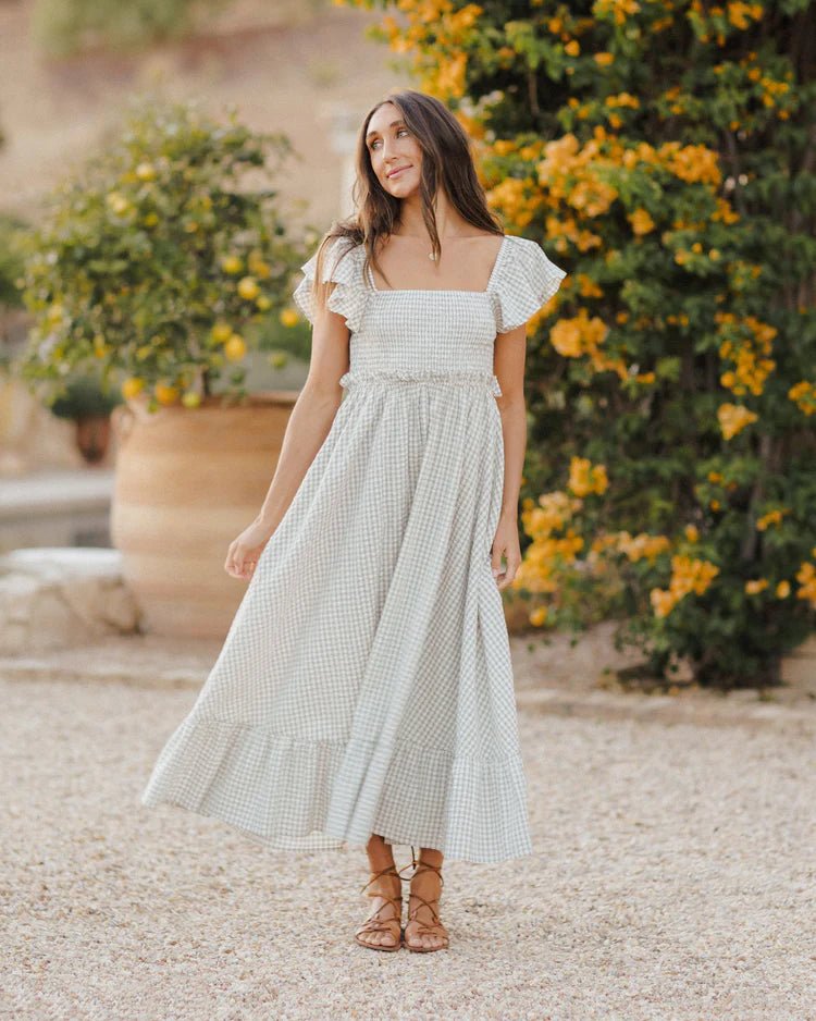 Rylee + Cru Francesca Dress - Eucalyptus Gingham - The Mini Branch