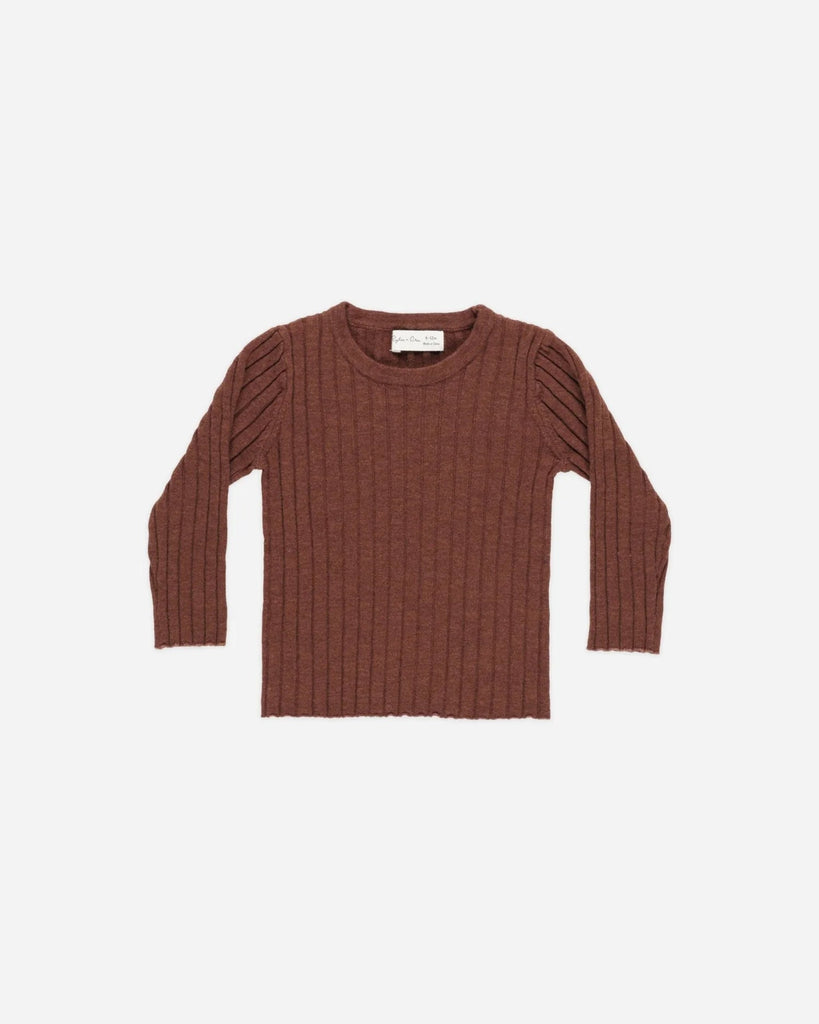 Rylee + Cru Long Sleeve Knit Top - Brick - The Mini Branch