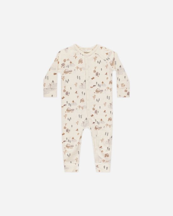 Rylee + Cru Organic Long John Pajamas - Winter Town - The Mini Branch