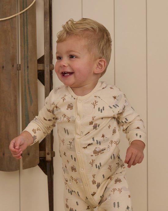 Rylee + Cru Organic Long John Pajamas - Winter Town - The Mini Branch