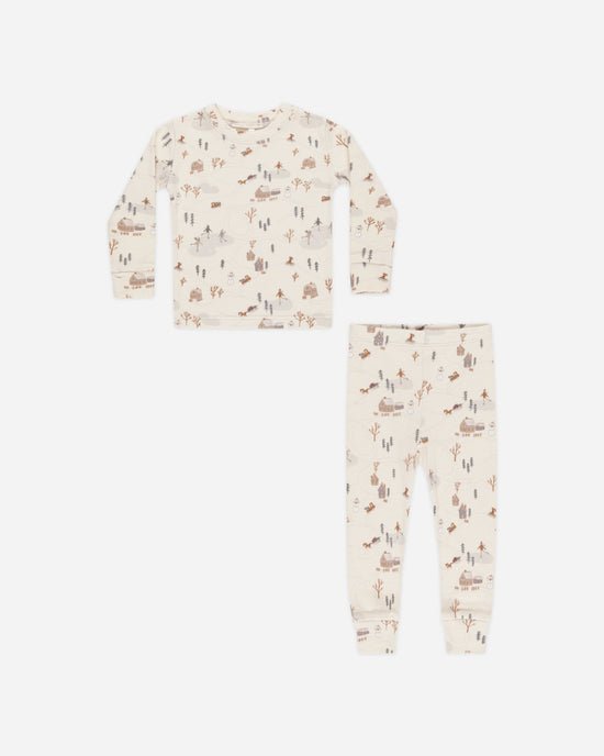 Rylee + Cru Organic Long Sleeve Pajama Set - Winter Town - The Mini Branch