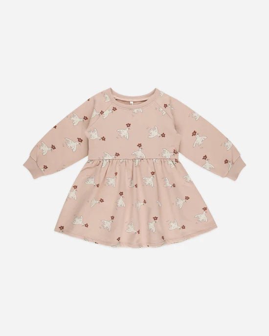 Rylee + Cru Raglan Dress - Doves - Rose - The Mini Branch