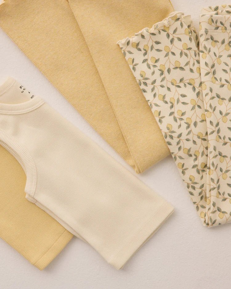 Rylee + Cru Ribbed Legging Set - Yellow/Ivory - Lemons - The Mini Branch