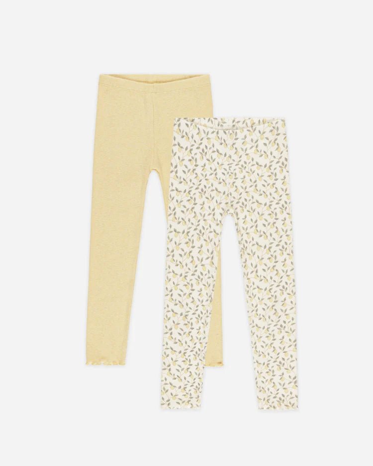 Rylee + Cru Ribbed Legging Set - Yellow/Ivory - Lemons - The Mini Branch