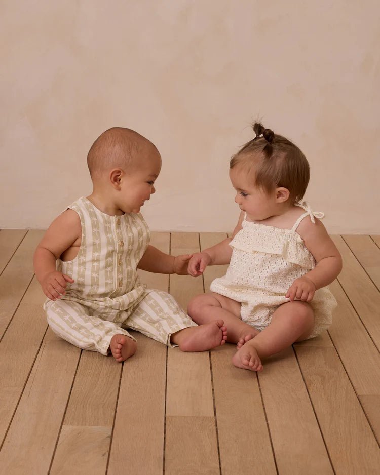 Rylee + Cru Ruffle Romper - Ivory - The Mini Branch