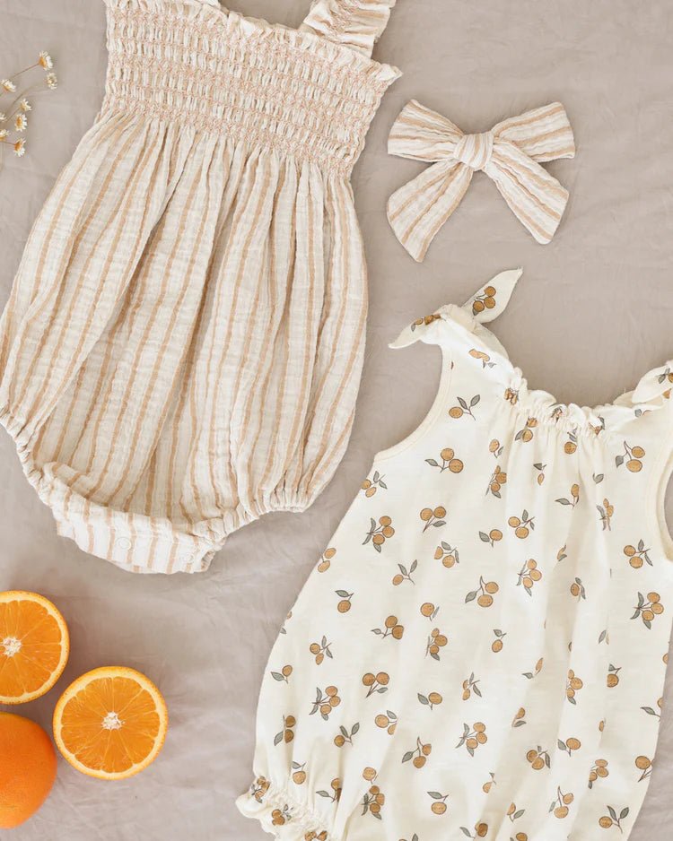 Rylee + Cru Shoulder Tie Bubble - Ivory - Oranges - The Mini Branch