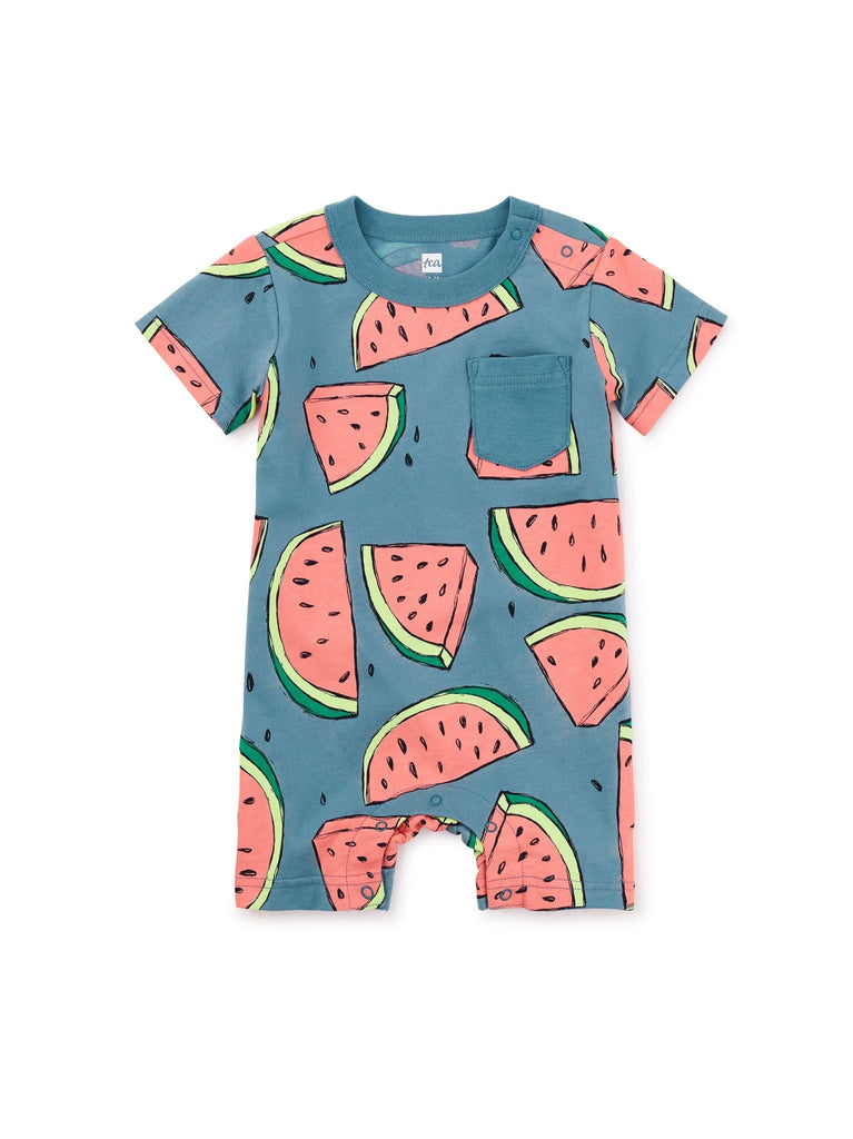 Tea Collection Pocket Shortie Baby Romper - Watermelons - The Mini Branch