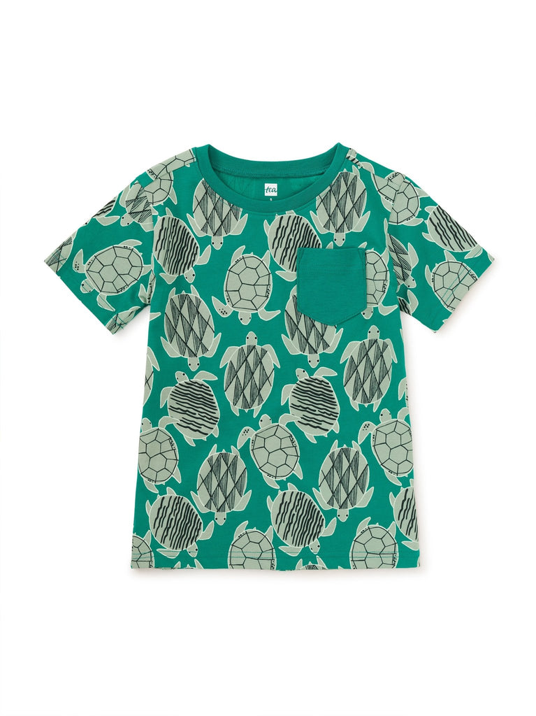 Tea Collection Printed Pocket Tee - Tiled Turtles - The Mini Branch