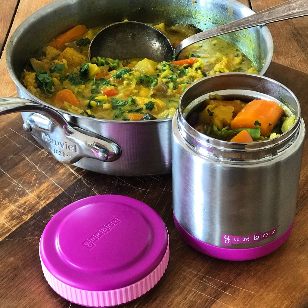 Ultimate Yumbox Lunch Set: Zuppa Thermal Food Jar + Tapas Bento Lunch Box - Malibu Purple With Rainbow Tray - The Mini Branch